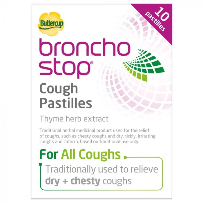 BronchoStop Cough Pastilles for Dry and Chesty Coughs - 10 Pastilles