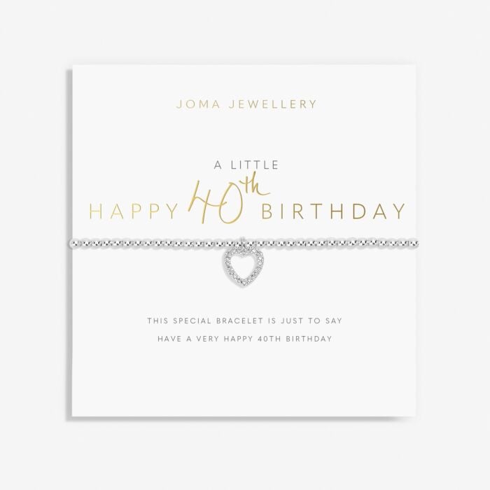 Joma A Little 'Happy 40th Birthday' Bracelet in Silver Plating  2073