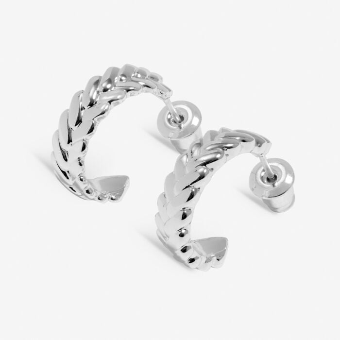 Joma Soul Shine Plaited Hoop Earrings in Silver Plating 7603