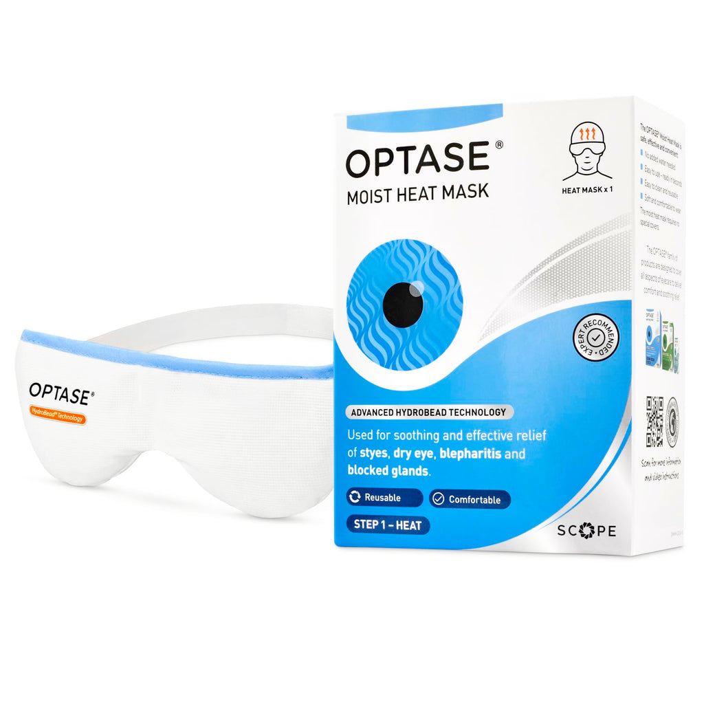 Optase Moist Heat Mask - Reusable Eye Mask with HydroBead Technology for Soothing Relief of Dry Eye, Blepharitis and MGD