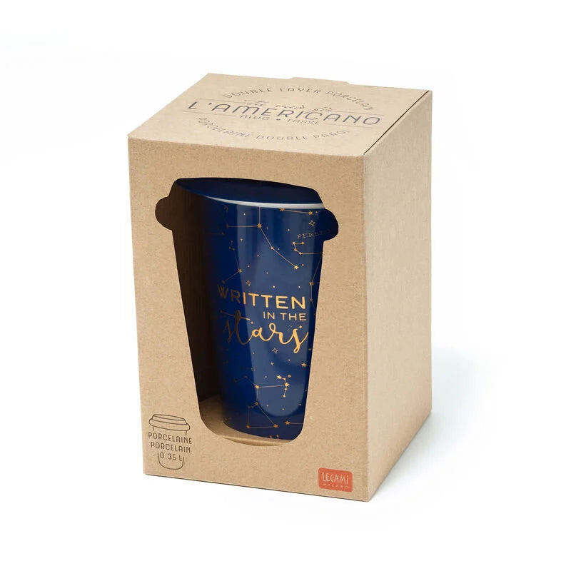 Legami New Bone China Double Layer Mug, 300ml, Stars Theme