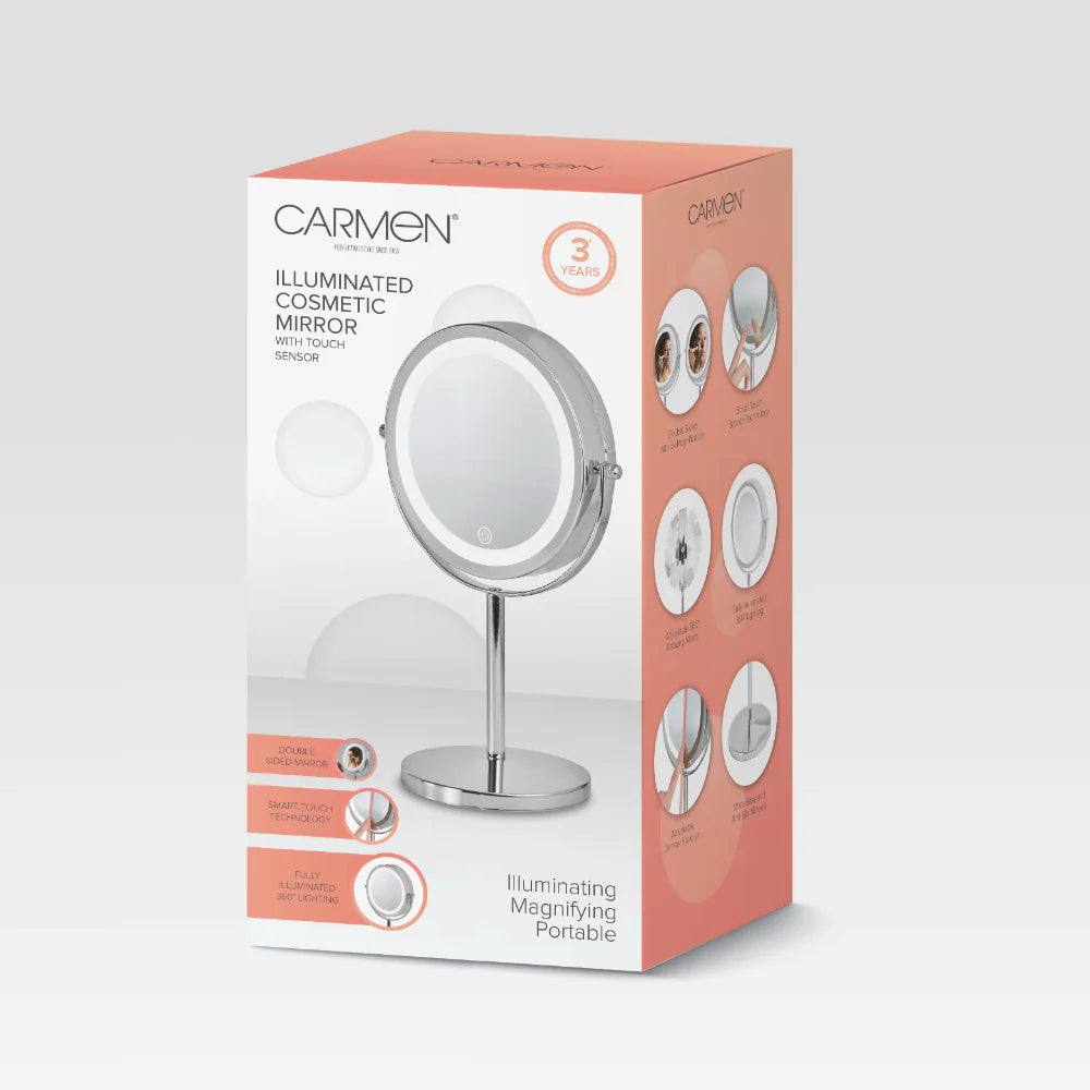 Carmen Cosmetic Mirror with LEDs - Chrome
