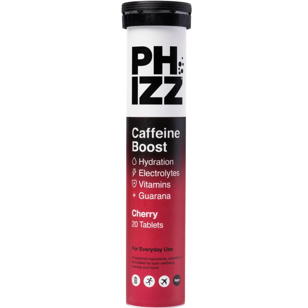 Phizz Cherry + Caffeine Boost 3-in-1 Hydration, Electrolytes and Vitamins Effervescent Tablets - 20 Tablets