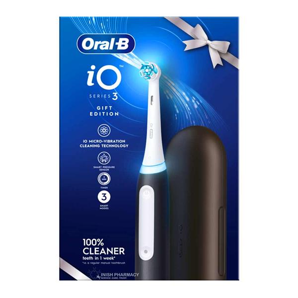 Oral-B iO3 Electric Toothbrushes Adults, Oral B Electric Toothbrush, Gifts for him or her, 1 Toothbrush Head, 3 Modes With Teeth Whitening, Electric Toothbrush Oral B, 2 Pin UK Plug