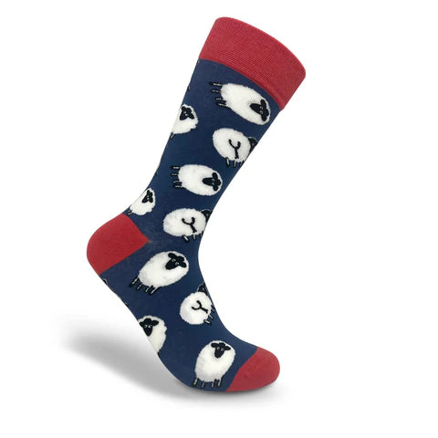 Thomas Joseph Whimsy Navy/Red Sheep Socks