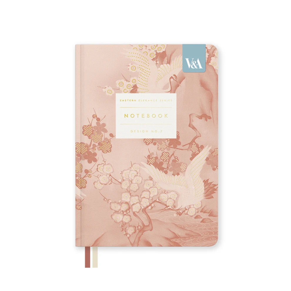 OHH DEER Eastern Elegance Cranes & Blossom B6 Fabric Hardback Notebook