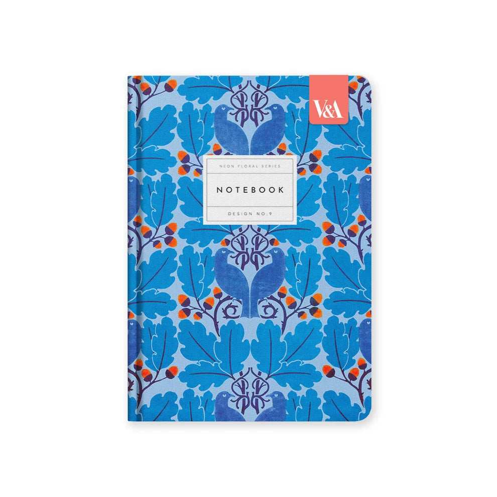 OHH DEER Neon Floral Blue Birds A5 Premium Hardback Notebook