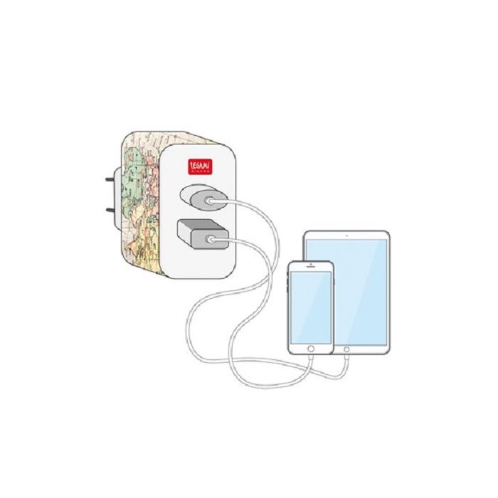 Legami Plug and Charge Europe. Map Wall Charger USB +USB-C