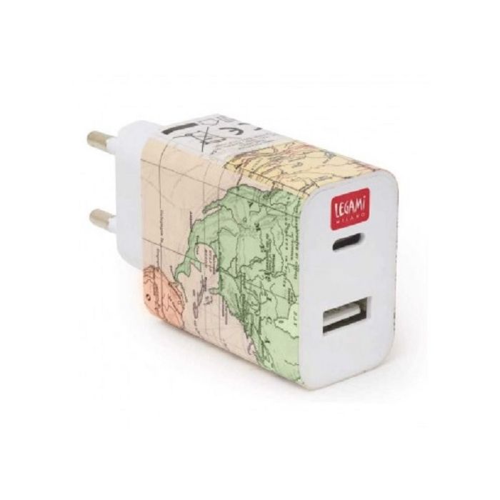 Legami Plug and Charge Europe. Map Wall Charger USB +USB-C