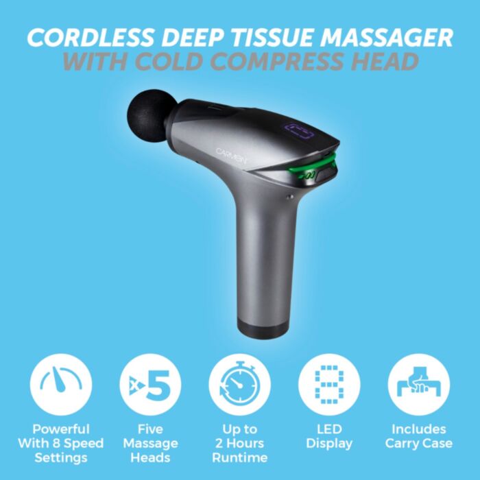 Carmen Cordless Deep Tissue Massager with Carry Case