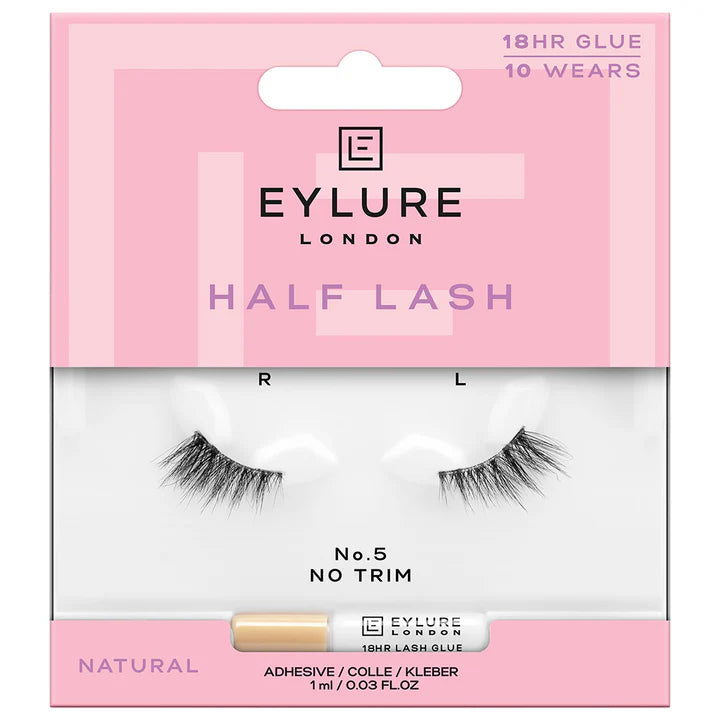 Eylure Half Lash No.5 False Lashes Pair and Lash Adhesive 1ml