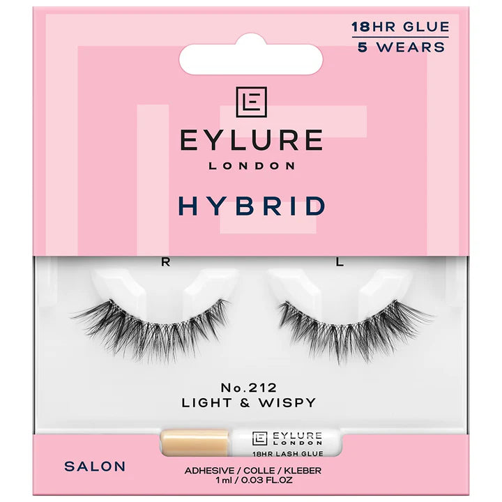 Eylure hybrid Lashes No212 False Lashes Pair and Lash Adhesive 1ml