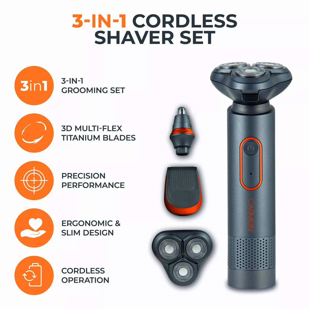Carmen Titan 3-in-1 Cordless Advanced Grooming Set