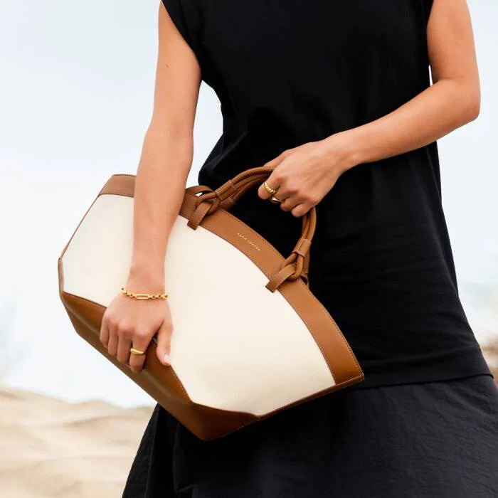 Katie Loxton Siena Canvas Tote Bag in Cognac