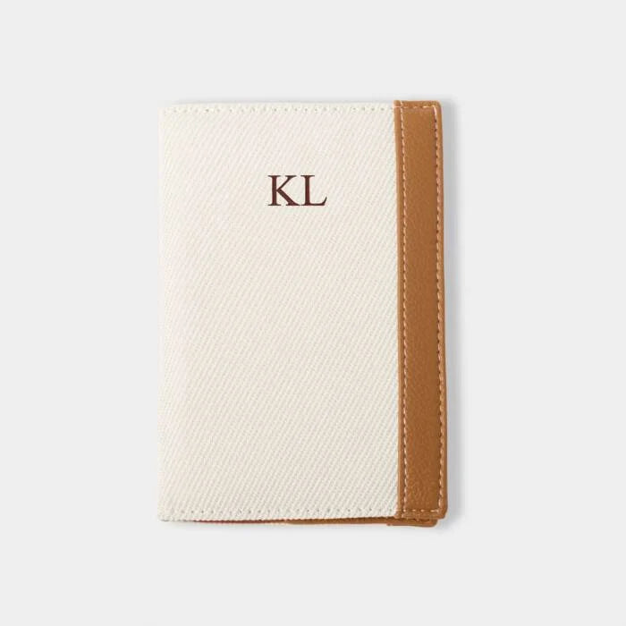 Katie Loxton Passport Cover in Canvas and Cognac