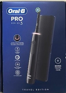 Oral B Pro 3500 Cross Action Black Electric Toothbrush with Travel Case